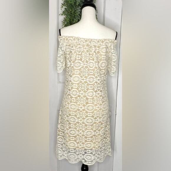 AUW ~ Cream Lace Off-the-Shoulder Dress - Size 10 - Picture 2 of 6